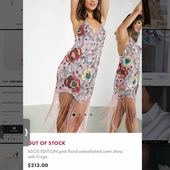 Pink sequin dress with floral details - Picture 1 of 4